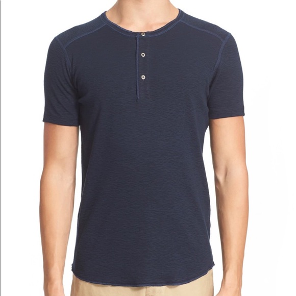 Wings + Horns Men’s tee shirt Henley navy blue